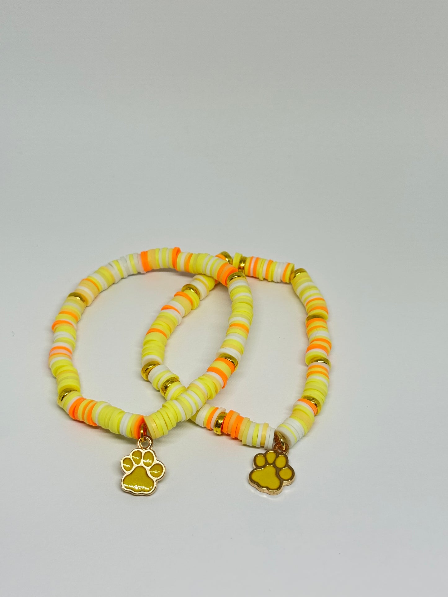 Clay Beaded Bracelet - Glowy Girl (Paw Charm)
