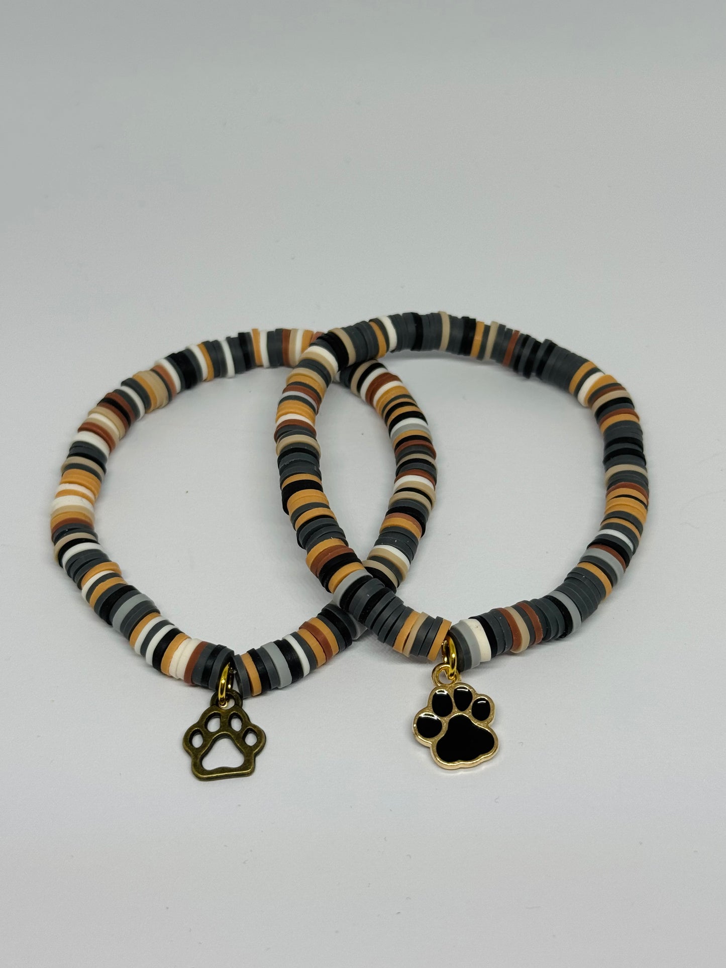 Clay Beaded Bracelet - Patches (Paw Charm)