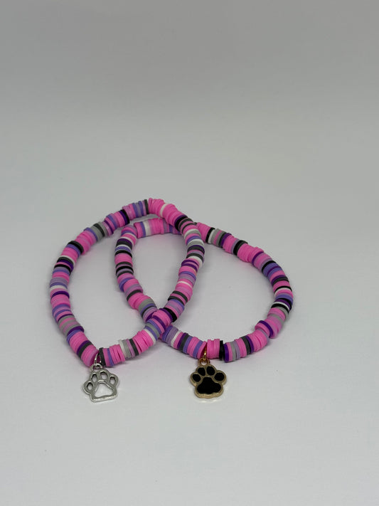 Clay Beaded Bracelet - Punk Pop (Paw Charm)