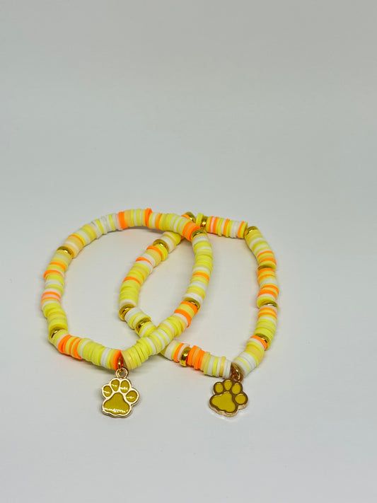 Clay Beaded Bracelet - Glowy Girl (Paw Charm)