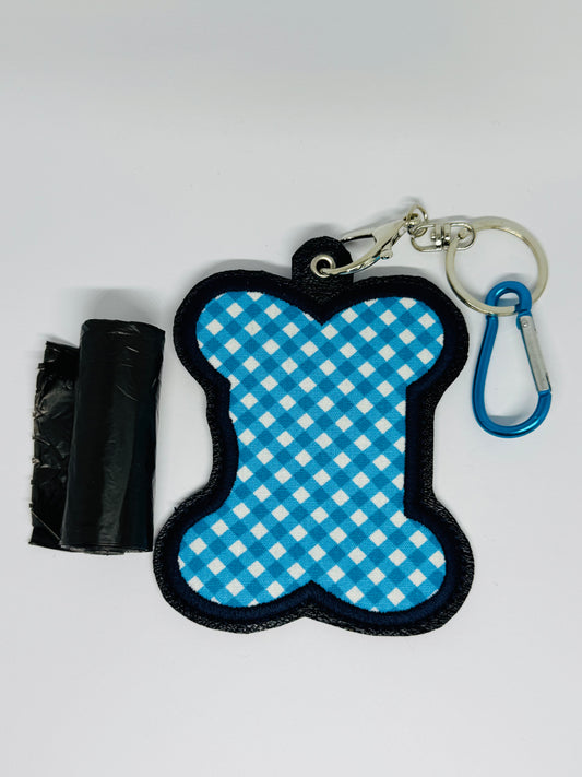 Poo Bag Holder - Aqua Gingham