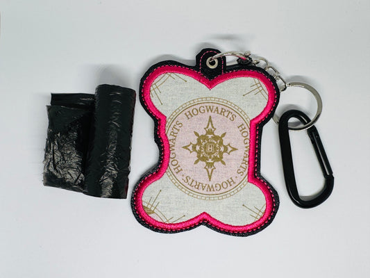 Poo Bag Holder - Pink Hogwarts