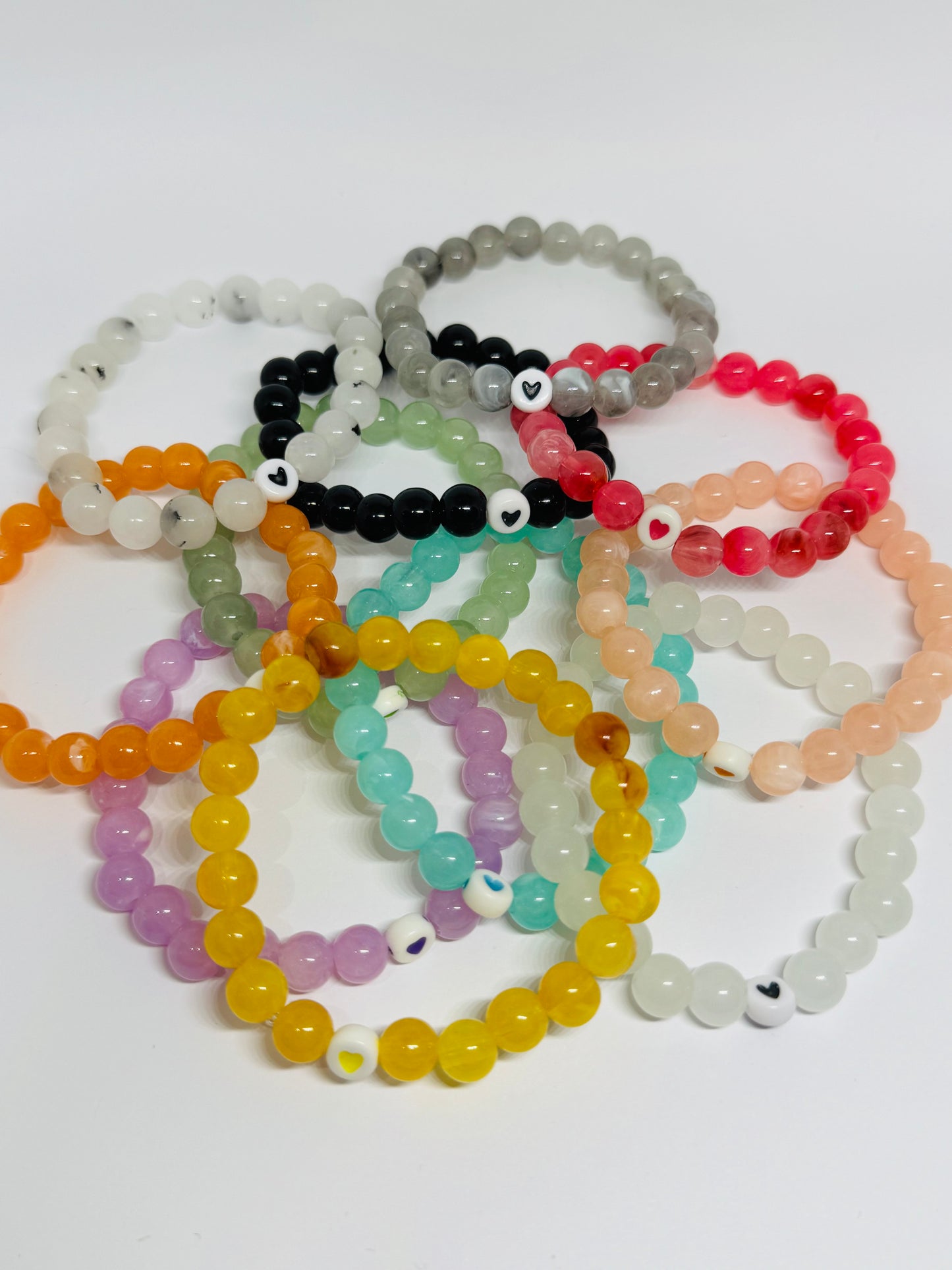 Glass Beaded Bracelet - Heart