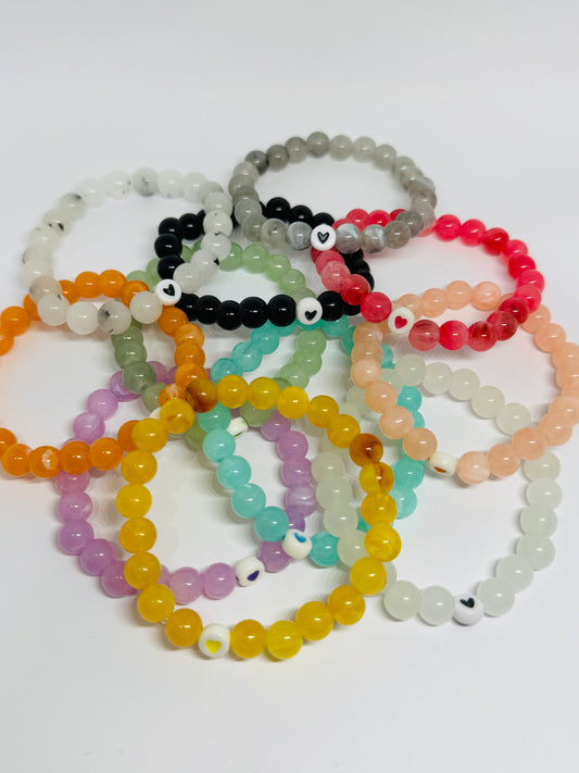 Glass Beaded Bracelet - Heart
