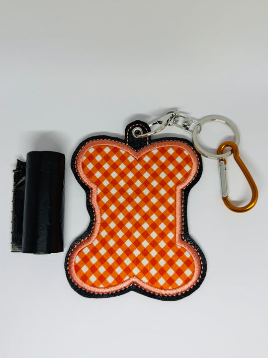 Poo Bag Holder - Orange Gingham