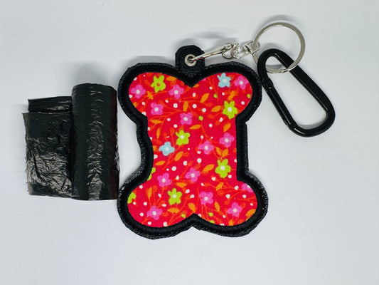 Poo Bag Holder - Red Floral